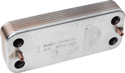 Теплообменник ГВС Zilmet 1901230 - 12 пластин 192 x 160 (для Baxi Classic, Baltgaz)